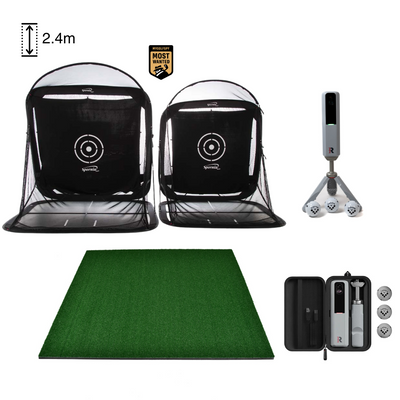 Spornia Golf Simulator Bundle #9: SPG-8 Net + 2D Driving Range Mat + Rapsodo MLM2PRO Launch Monitor