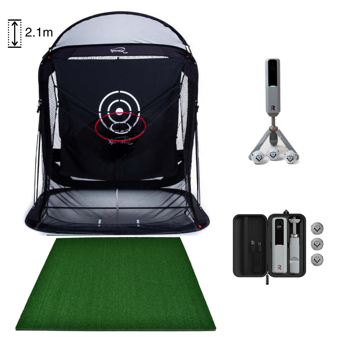 Spornia Golf Simulator Bundle #4: SPG-7 Net + 2D Driving Range Mat + Rapsodo MLM2PRO Launch Monitor