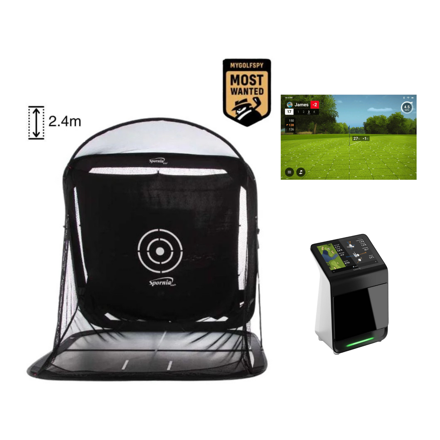Spornia Golf Simulator Bundle E: SPG-8 Net + Garmin Approach® R50 Launch Monitor & Simulator