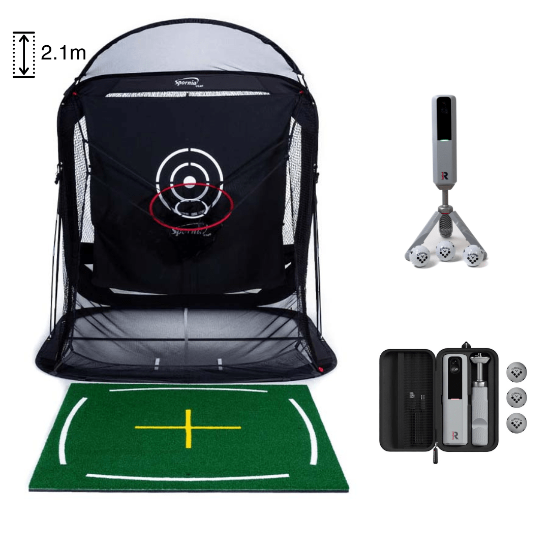 Spornia Golf Simulator Bundle #3: SPG-7 Net +  Spornia Academy Commercial Mat + Rapsodo MLM2PRO Launch Monitor