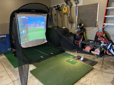 Spornia Golf Simulator Bundle #8: SPG-8 Net + 2D Driving Range Mat + Garmin Approach® R10