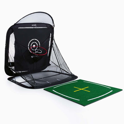 Spornia Golf Simulator Bundle #4: SPG-8 Net + Spornia Academy Commercial Golf Mat + Garmin Approach® R10